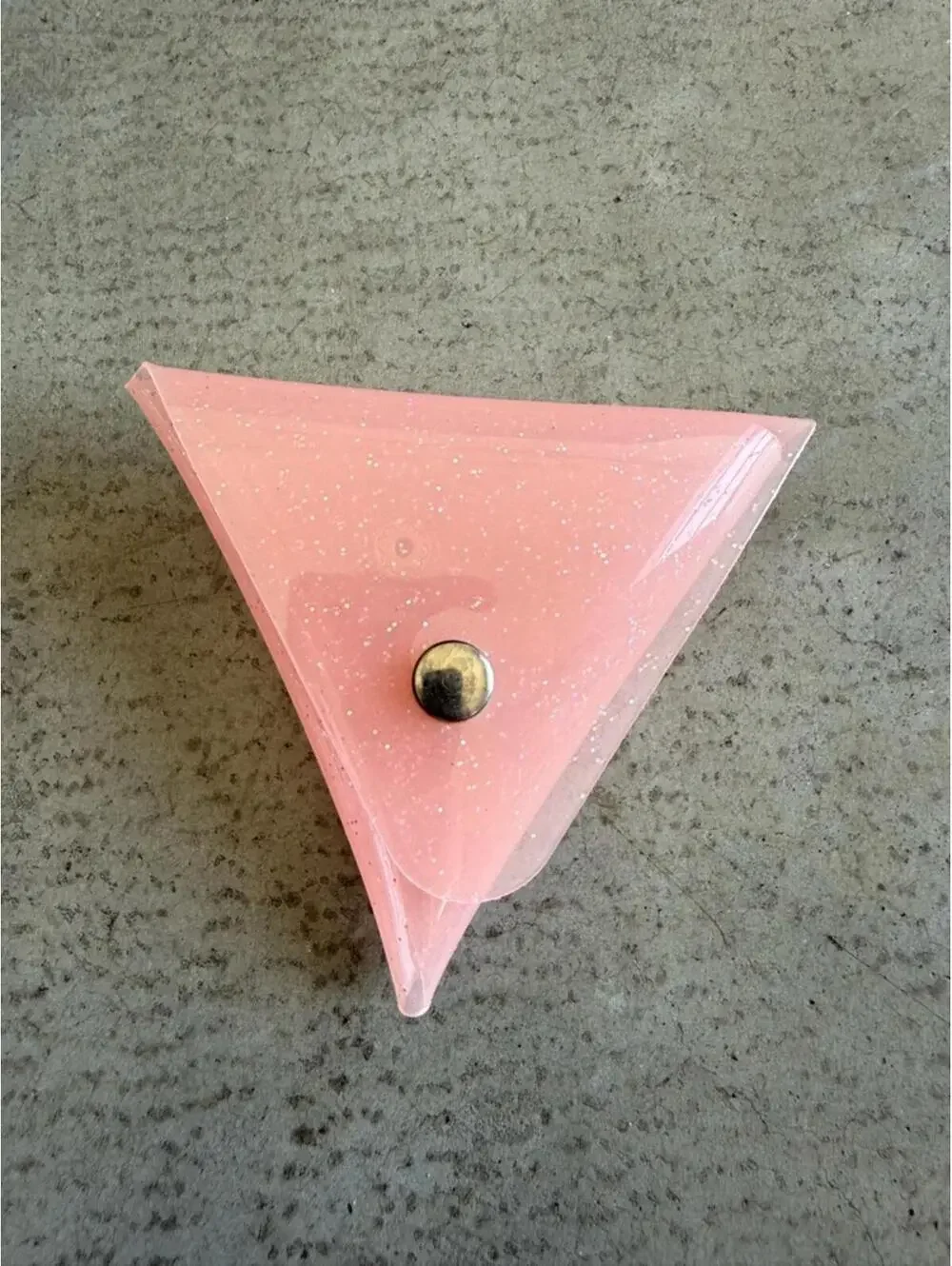 Pink Glitter Triangle Coin Pouch / Mini Snap Storage Case